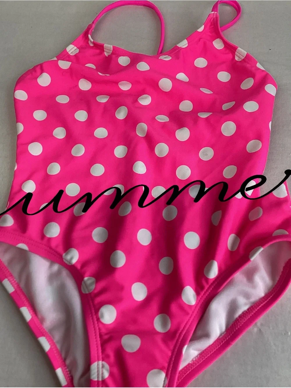 Kids Pink Polka Dot One-Piece Swimsuit.76
